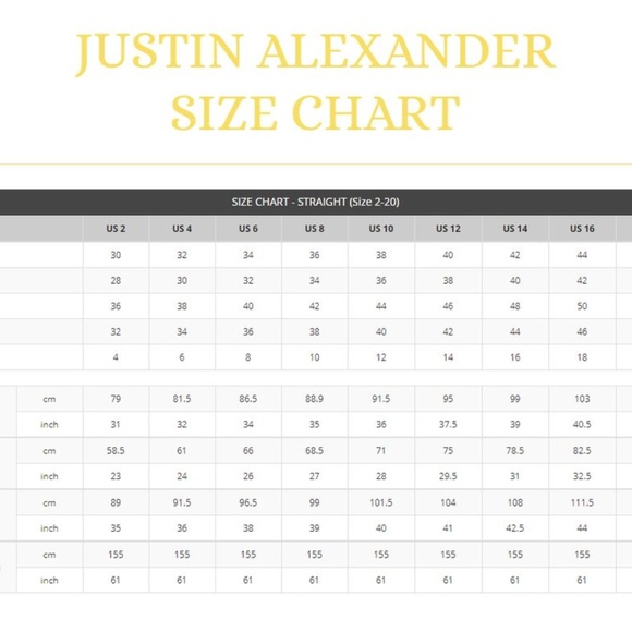 Justin Alexander Size Chart Dresses Images 2022